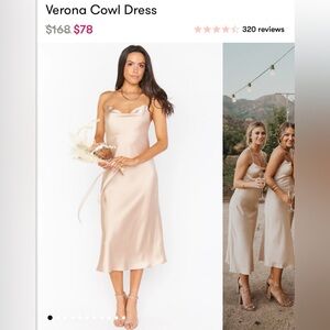 SHOW ME YOUR MUMU Verona Cowl Dress—Champagne Luxe Satin—Size Medium